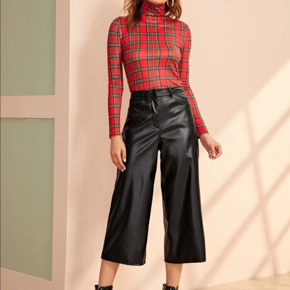 🆕High neck fitted tartan plaid full sleeve top - Picture 4 of 7